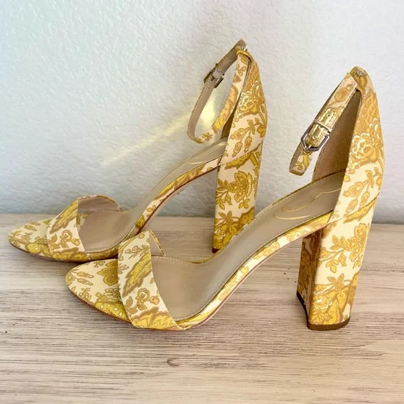 Sam Edelman Yellow Floral Sandals 8.5 size - Picture 5 of 7